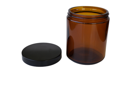 9oz Straight Sided Jar & Lid - Amber